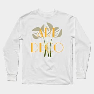 Art Deco Style Floral Pattern Long Sleeve T-Shirt